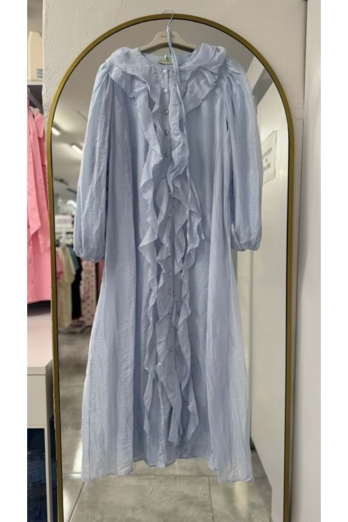 Fırfırlı Elbise Dfn 25100 - Bebe Mavisi - L-XL