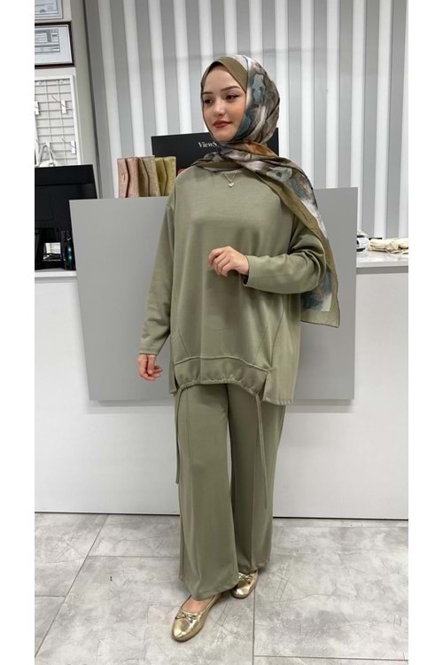 Oysho Biyeli Asimetrik Salaş Takım 3415 - azra fashion - Yeşil - L-XL