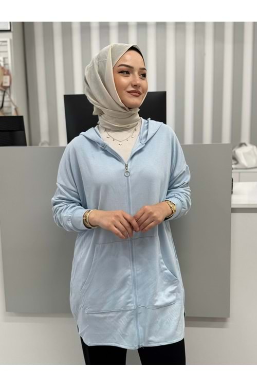 Cepli Kapşonlu Tunik 26129 - Bebe Mavisi - S-M