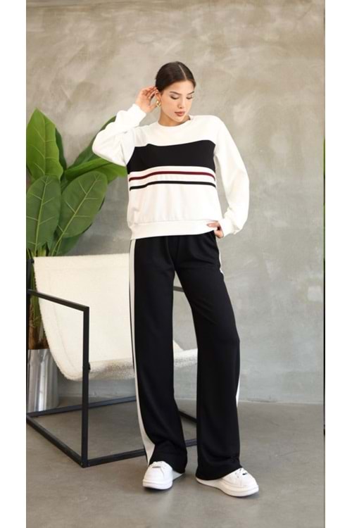 Şeritli Garnili Takım 2689 - Siyah - S