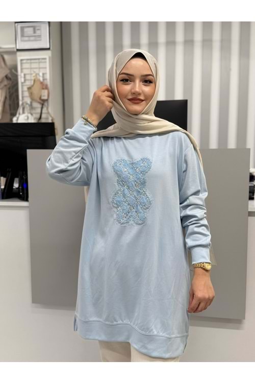 Çiçek Ayıcıklı Tunik 26125 - Bebe Mavisi - L