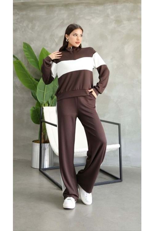 Garni Detaylı Taşlı Takım 26126 - Acı Kahve - M