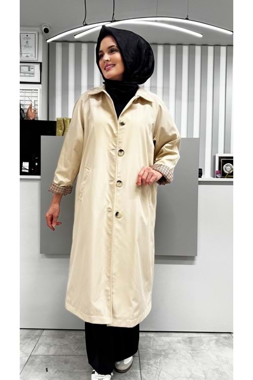 Astarı Ekoseli Kap 1341 - Bej - M