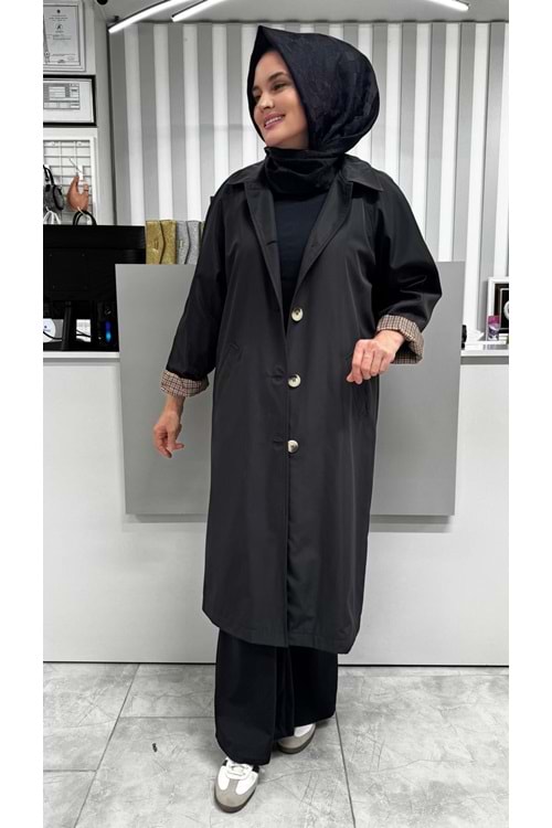 Astarı Ekoseli Kap 1341 - Siyah - L