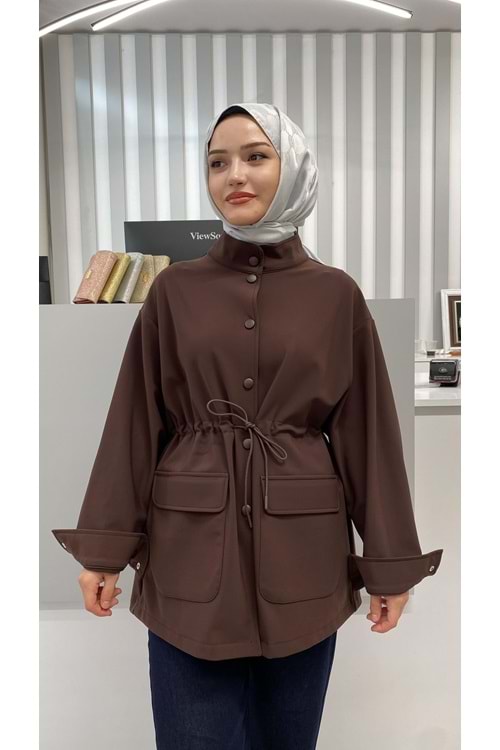 Cep Ve Tünel Detaylı Kap 35623 - Kahve Rengi - L