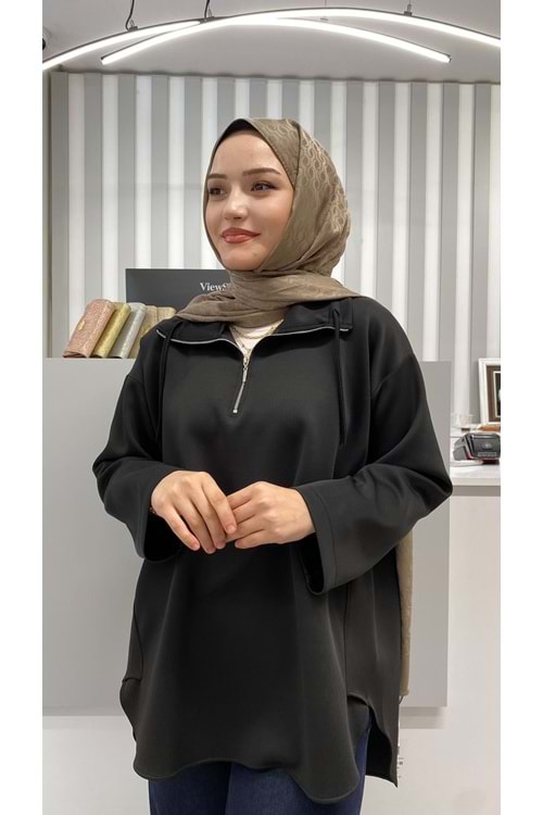 Skuba Fermuarlı Tunik 1024 - Siyah - L-XL
