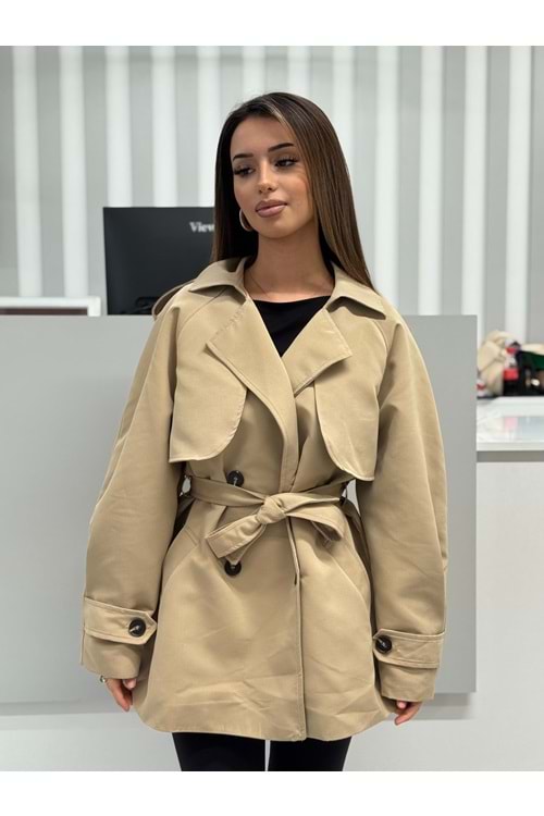 Yarım Boy Trenç 0778 - Bej - M