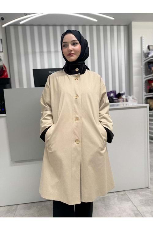 Kadife Garnili Kap 35858 - Bej - TEK BEDEN - AZRA06846-55499