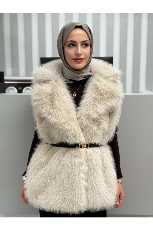 Kemerli Lolita Yelek 11155 - Bej - 38