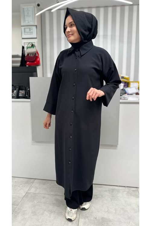 Uzun Gömlek 1012 - Siyah - TEK BEDEN