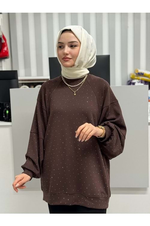 Pullu Oysho Kumaş Sweat 1054 - Acı Kahve - L-XL