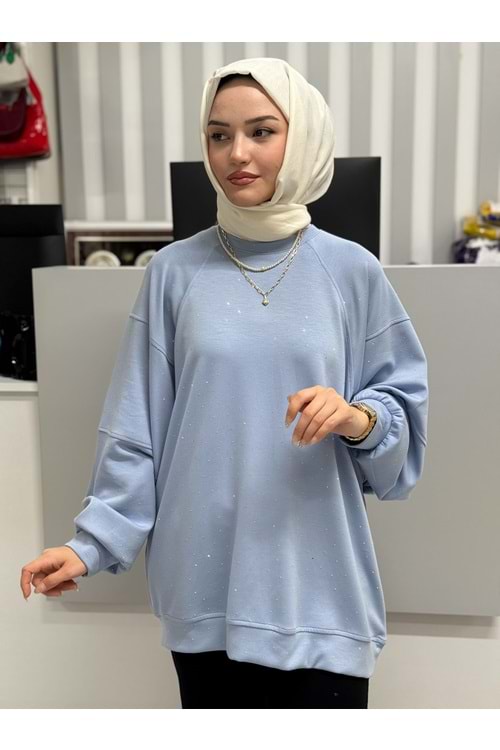 Pullu Oysho Kumaş Sweat 1054 - Bebe Mavisi - L-XL