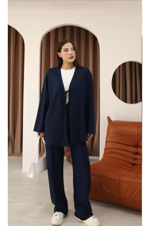 Bağlamalı Oysho Kumaş Takım 26204 - Lacivert - XL
