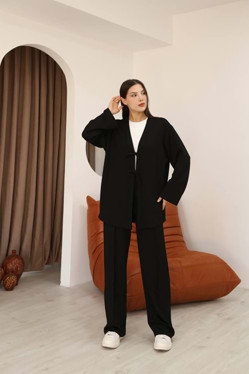 Bağlamalı Oysho Kumaş Takım 26204 - Siyah - M