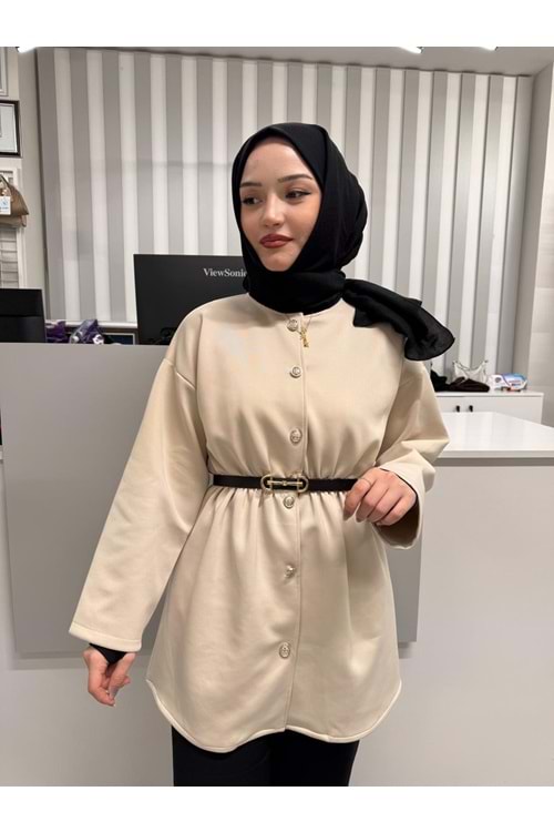 Skuba Kumaş Ceket 1101 - Bej - L-XL