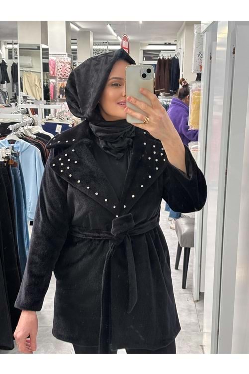 Yakası Taşlı Kaban 9273 - Siyah - 40