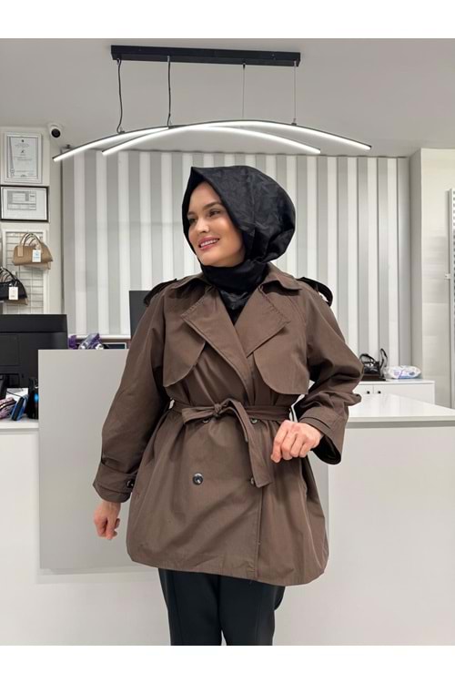 Allerli Lüks Trençkot 7556 - Acı Kahve - TEK BEDEN