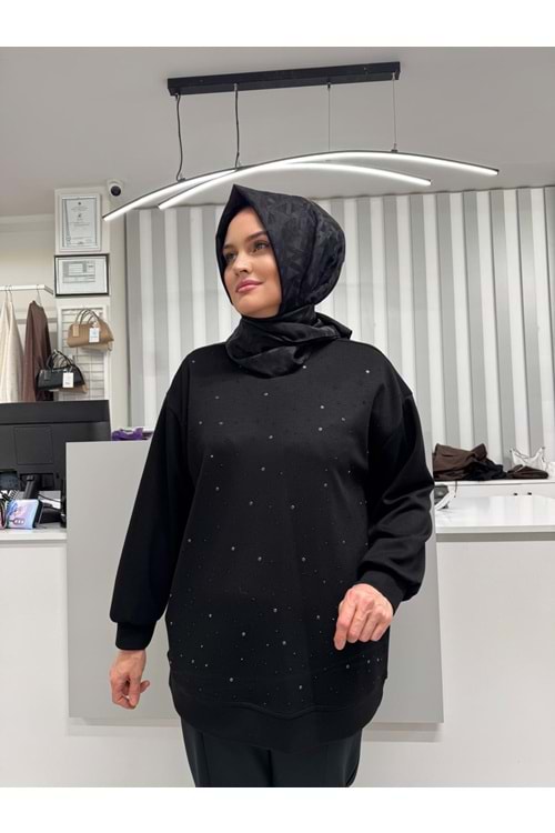 Serpme Taşlı S-Shırt 0036135 - Siyah - TEK BEDEN - AZRA07046-56591