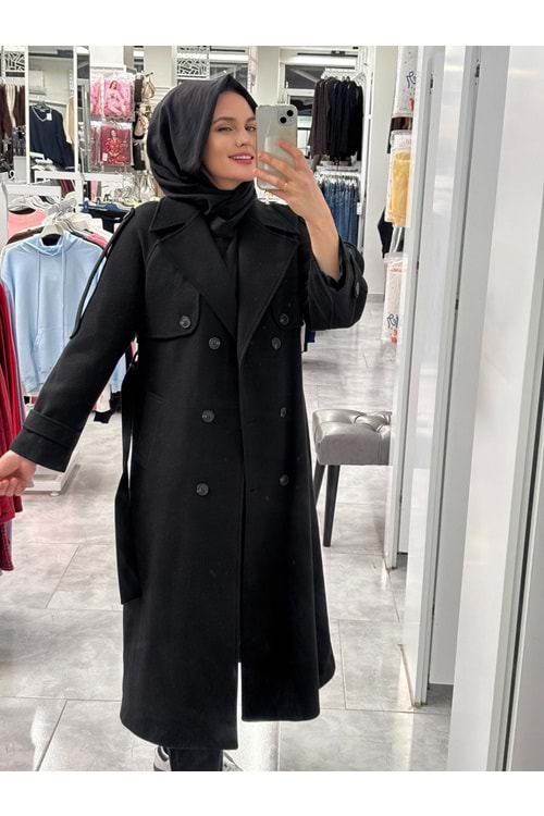 Lüks Kaşe Kaban 9015 - Siyah - 40