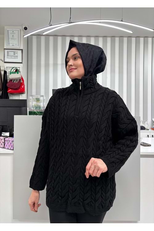 Balıkçı Yaka Örgü Triko 2394 - Siyah - TEK BEDEN - AZRA07051-56624