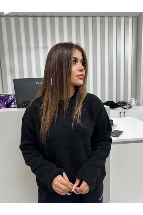 Bisiklet Yaka Setona Triko 2373 - Siyah - TEK BEDEN - AZRA07053-56644