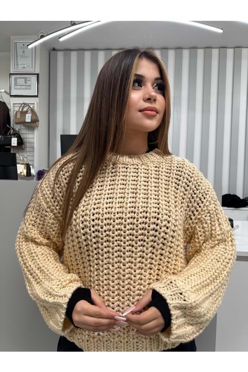 El Örgüsü Ophelia Triko 2486 - Bej - TEK BEDEN - AZRA07061-56667