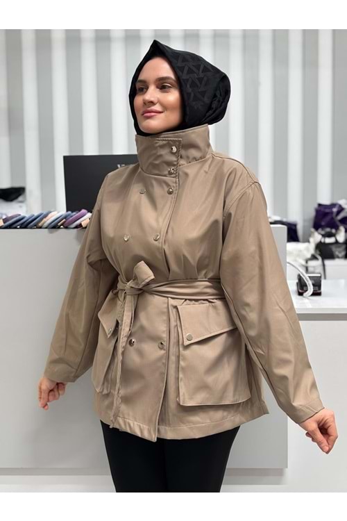 Kısa Cepli Trenç 0668 - Vizon - TEK BEDEN - AZRA07093-56871