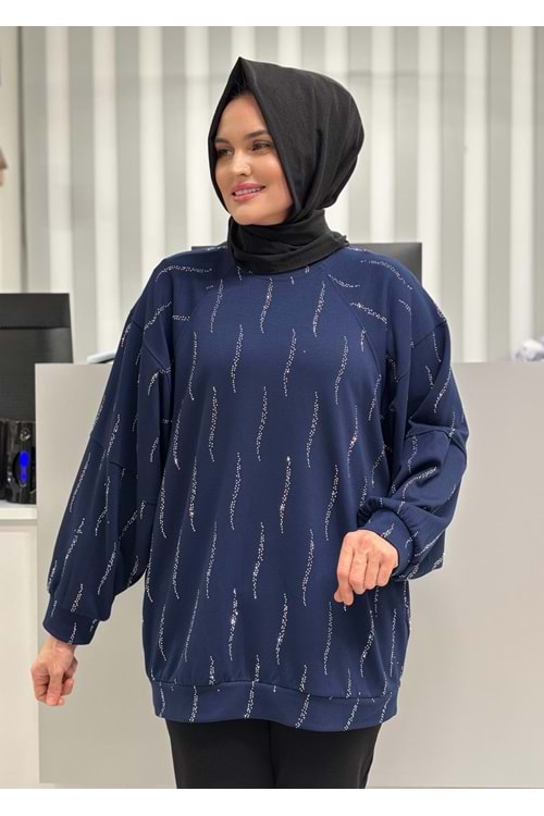 Pullu Oyşo İncili Tunik 1054 - Lacivert - S-M - AZRA07101-56905