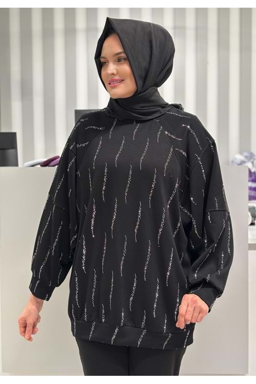 Pullu Oyşo İncili Tunik 1054 - Siyah - S-M - AZRA07101-56907