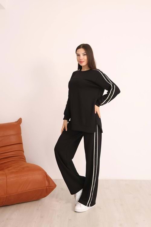 Şeritli Oyşo Takım 26221 - Siyah - L - AZRA07193-57452