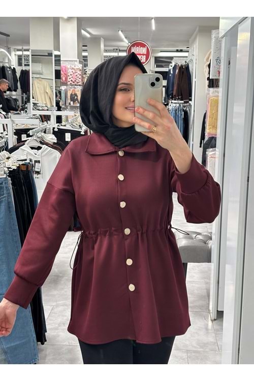 Beli Lastikli Ceket 1134 - Bordo - L-XL - AZRA07220-57587