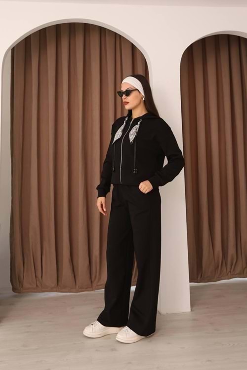 Fular Detaylı Takım 26240 - Siyah - M - AZRA07290-Siyah-M