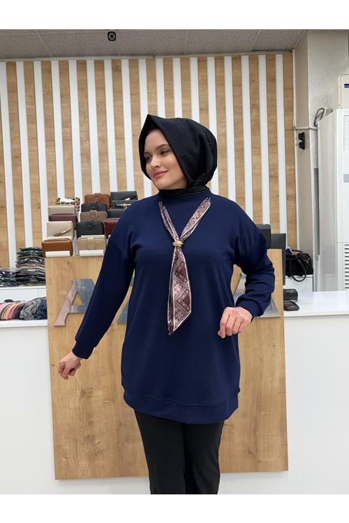 Oysho Fularlı Tunik 831 - Lacivert - S-M - AZRA07299-58107