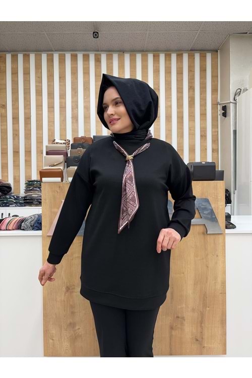 Oysho Fularlı Tunik 831 - Siyah - S-M - AZRA07299-58111