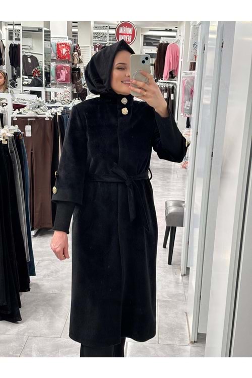 Gold Düğmeli Kaban 9010 - Siyah - 40 - AZRA07388-Siyah-40