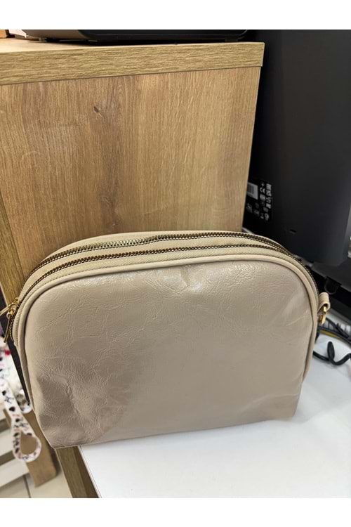 Deri İki Bölmeli Çanta 1735 - Bej - TEK BEDEN