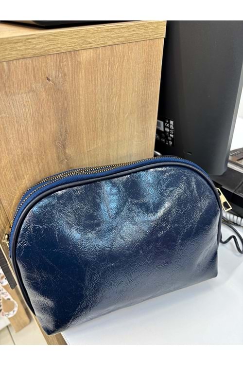 Deri İki Bölmeli Çanta 1735 - Lacivert - TEK BEDEN