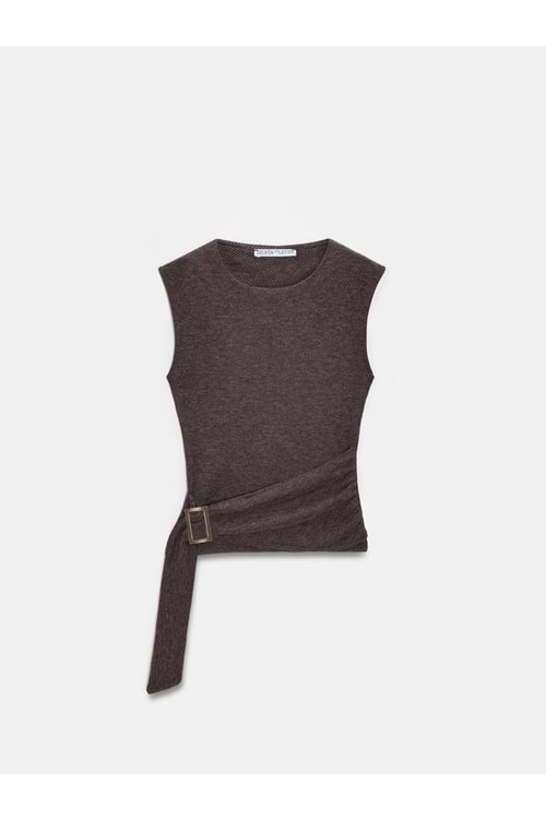 Toka Detaylı Bluz 32200 - Acı Kahve - L - AZRA07433-Acı Kahve-L