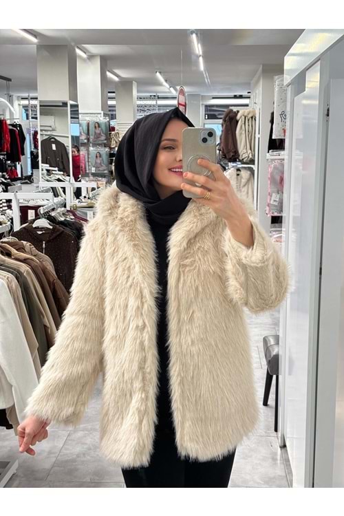 Uzun Lolita Kürk 278 - Bej - L - AZRA07467-Bej-L