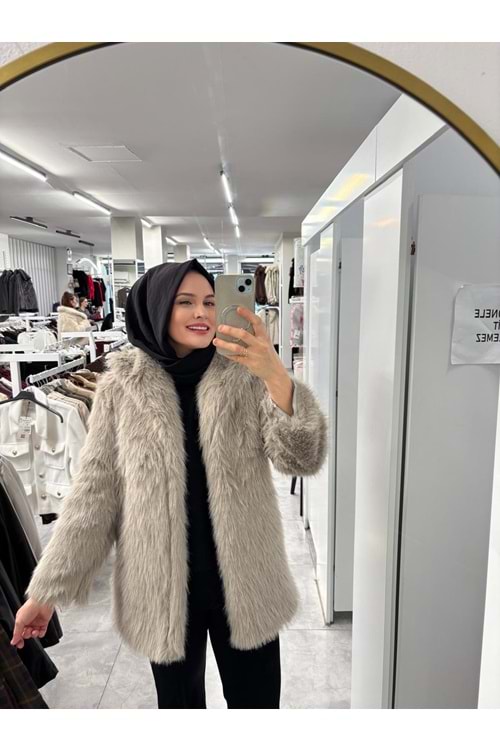 Uzun Lolita Kürk 278 - Vizon - M - AZRA07467-Vizon-M