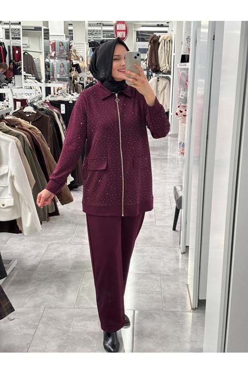 Cep Kapaklı Pullu Takım 1552 - Bordo - S-M - AZRA07480-Bordo-S-M