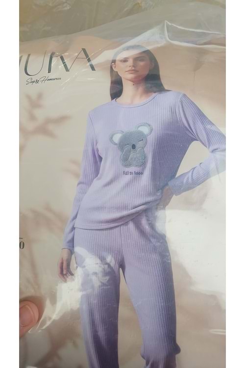 Baskılı Pijama Takımı 1811 - Lila - L - AZRA07492-59215