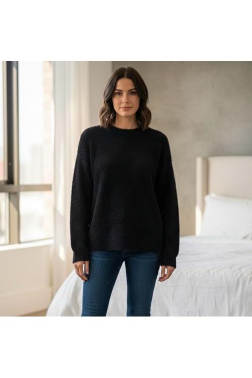 Oversize Yumoş Kazak 2341 - Siyah - TEK BEDEN - AZRA07502-59271