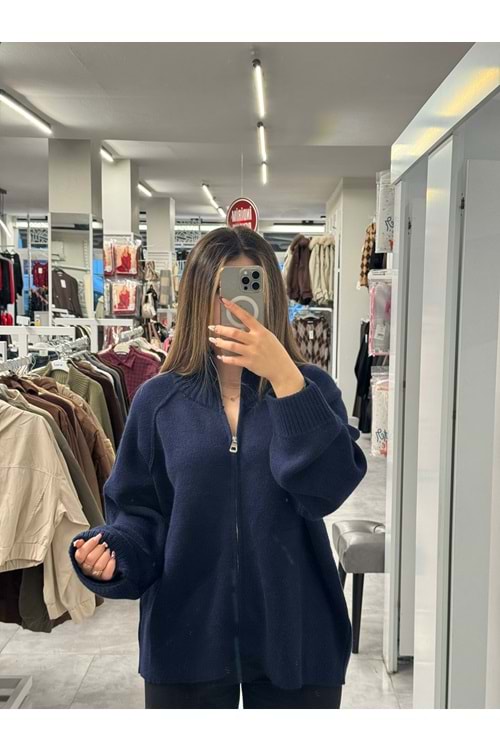 Fermuarlı Elit İplik Dazy Hırka 2392 - Lacivert - TEK BEDEN - AZRA07506-59289