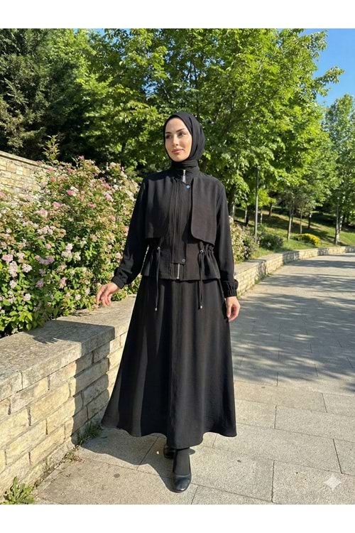 Beli Sıkmalı Etekli Takım 1468 - Lacivert - 42