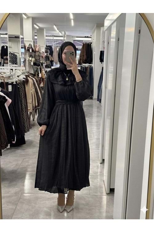 Bebe Yaka Elbise 32488 - Siyah - S-M