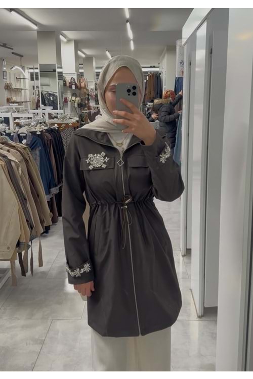 Yanı Taşlı Beli Sıkmalı Kap 140172 - Acı Kahve - 42 - AZRA08040-62980