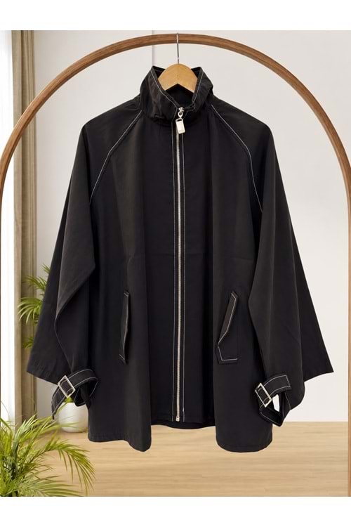 Apolet Detaylı Modal Kap 3238 - Siyah - S-M