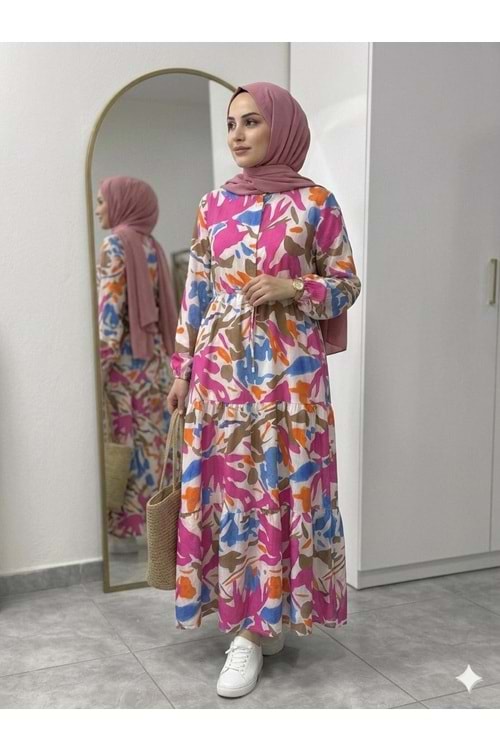 Modal Elbise 1820 - Pembe - 42-44