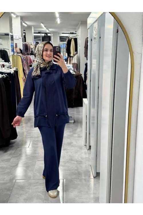Önü Fermuar Paraşüt Detay Takım 27127 - Lacivert - S